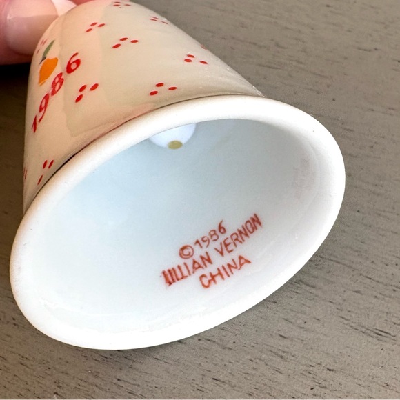 Vintage Lillian Vernon 1986 Porcelain Bell Christmas Ornament 2" Lot of 3 White - Picture 4 of 15